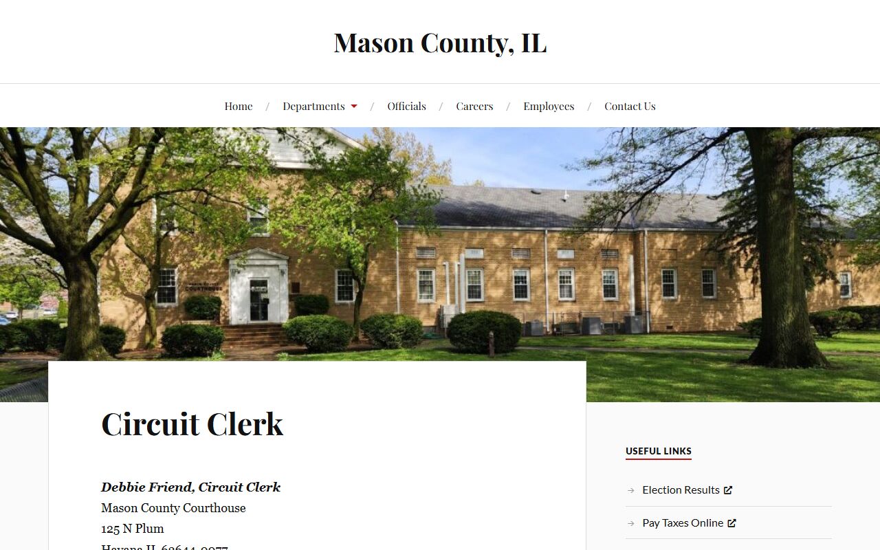 Mason County Circuit Clerk page linking court records after a jail arrest