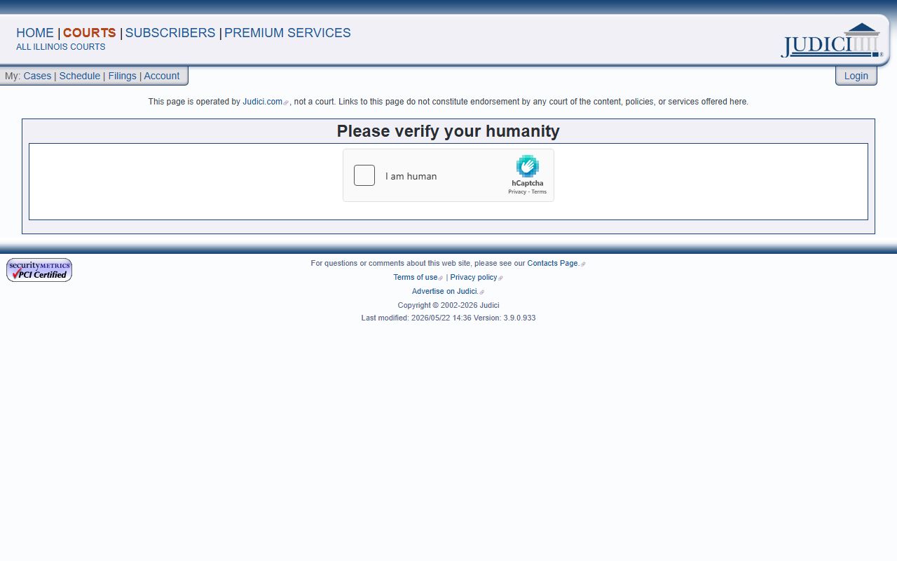 Mason County Judici case-search page for court records after an arrest
